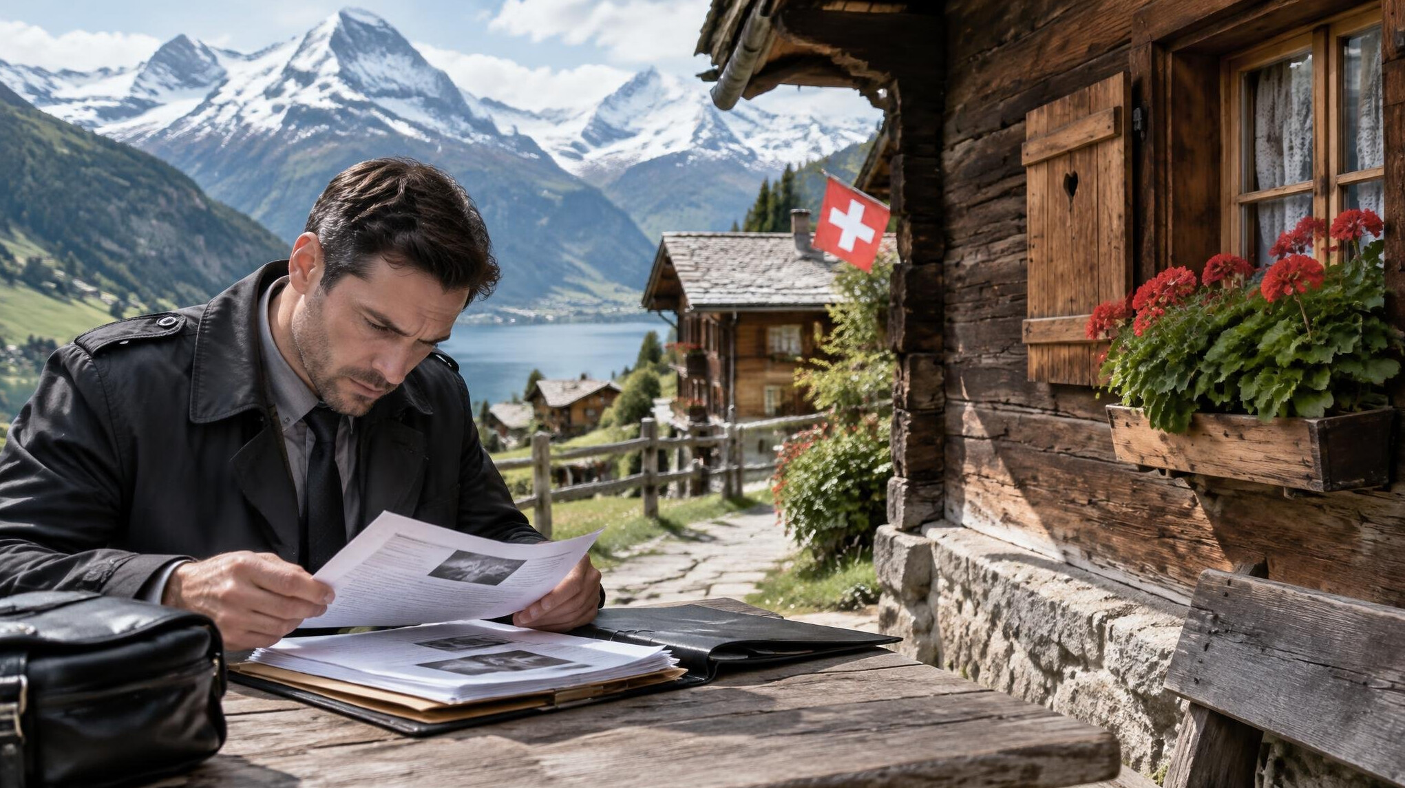 investigator in swiss village