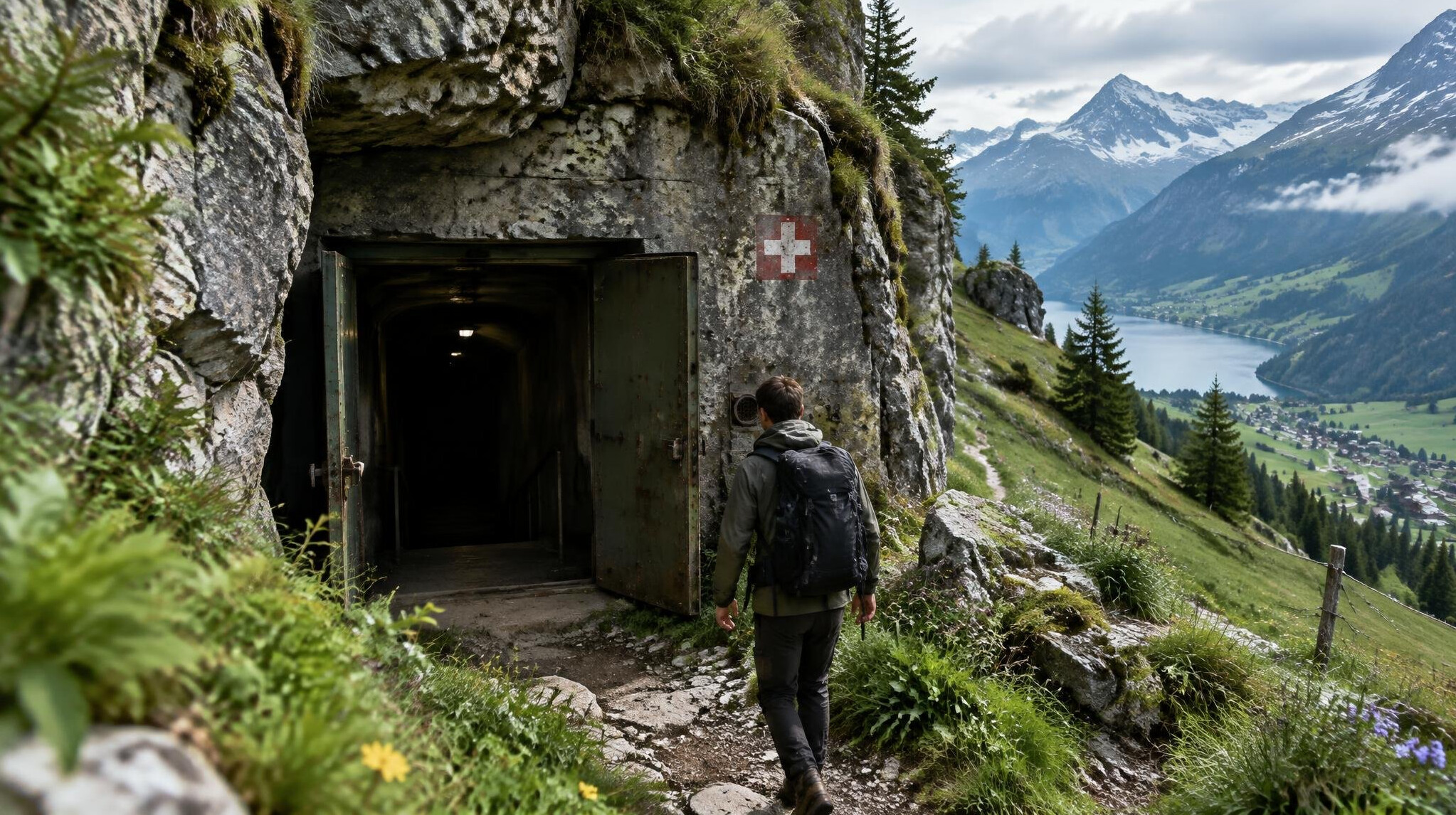 hidden swiss bunker entrance